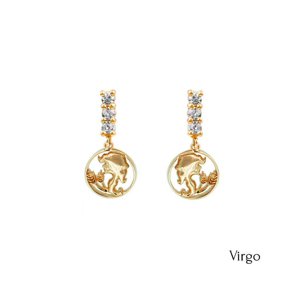 14K Gold Diamond Virgo Earrings