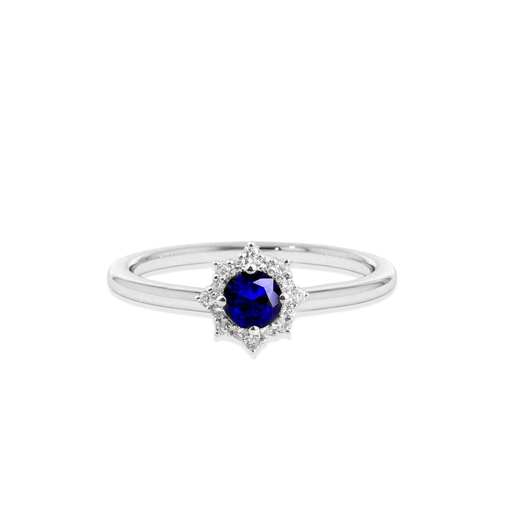 0.60 Carat 14K Solid Gold Diamond Sapphire Promise Ring