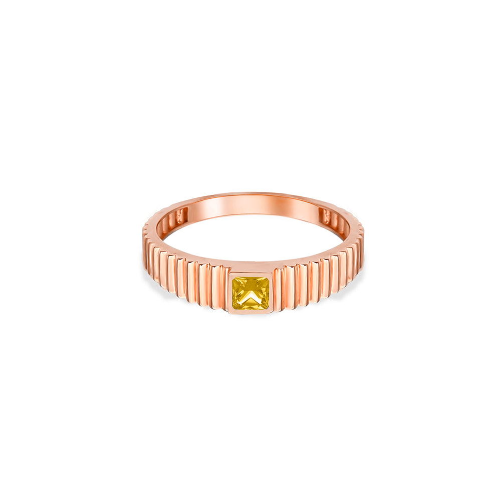 14K Gold Citrine Square Ring