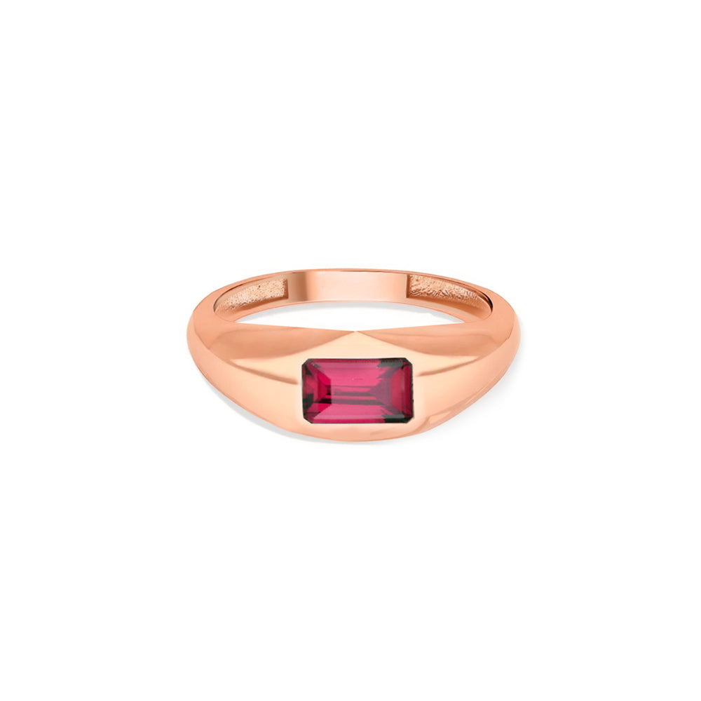 14K Gold Ruby Signet Ring / Birthday Gift