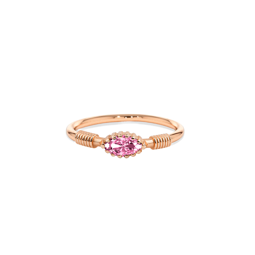 14K Solid Gold Pink Sapphire Ring / Marquise Gemstone Jewelry