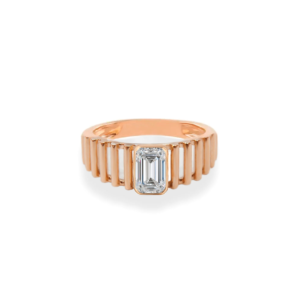 14K Gold Emerald Cut White Sapphire Ring
