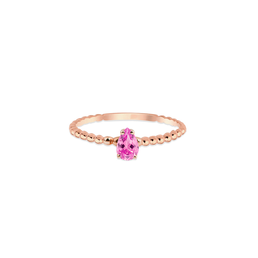 14K Gold Pink Sapphire Teardrop Ring