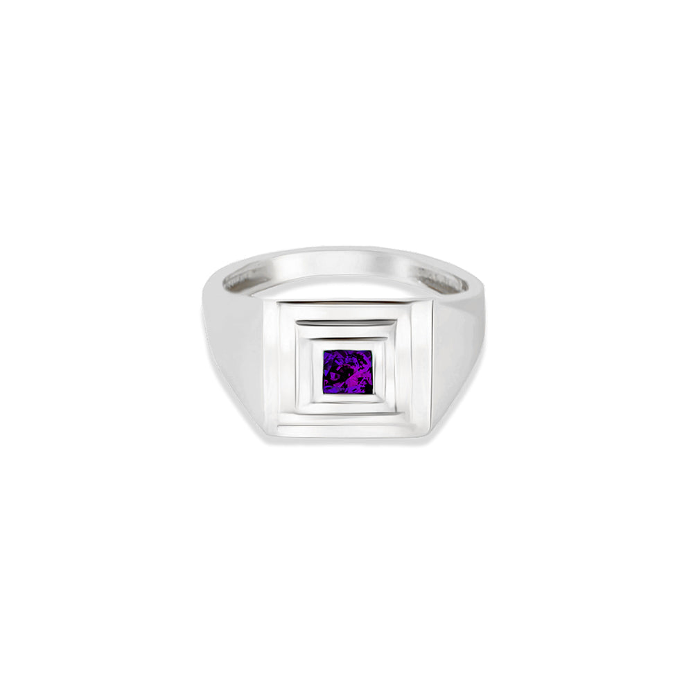 14K Gold Amethyst Signet Ring / Gift for Mom