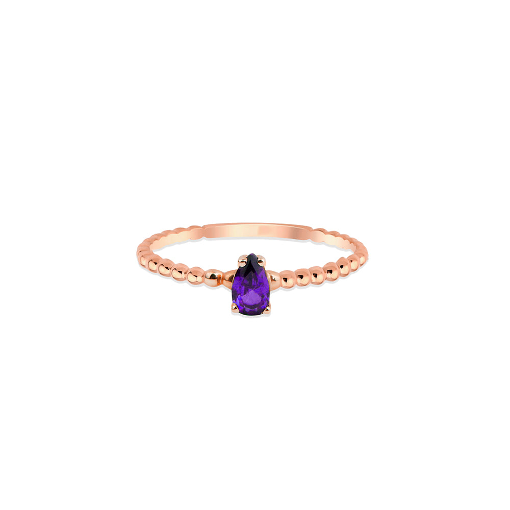 14K Gold Pear Amethyst Ring