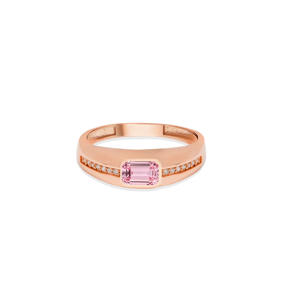 14K Gold Pink Sapphire Signet Ring