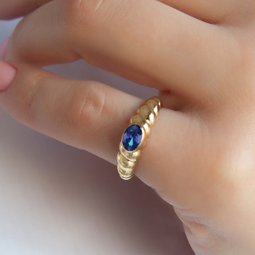 14K Gold Natural Sapphire Bubble Ring