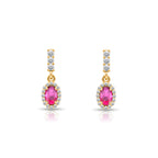 14K Gold Pink Sapphire Oval Earrings