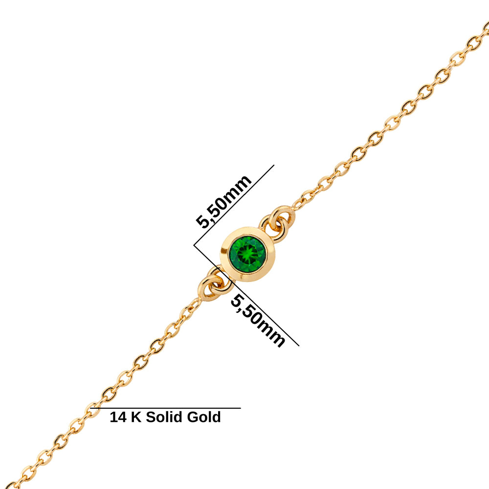 14K Gold Round Emerald Bracelet