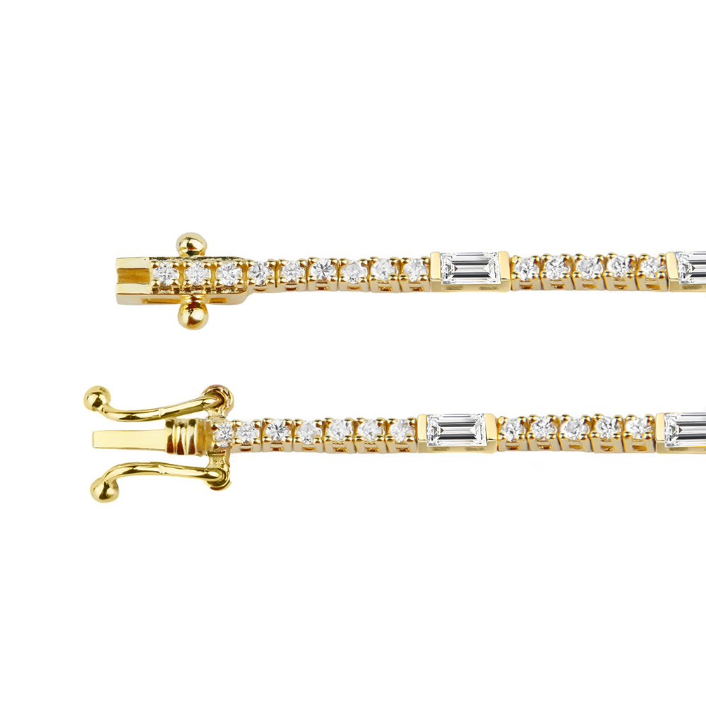 14K Gold White Sapphire Tennis Bracelet