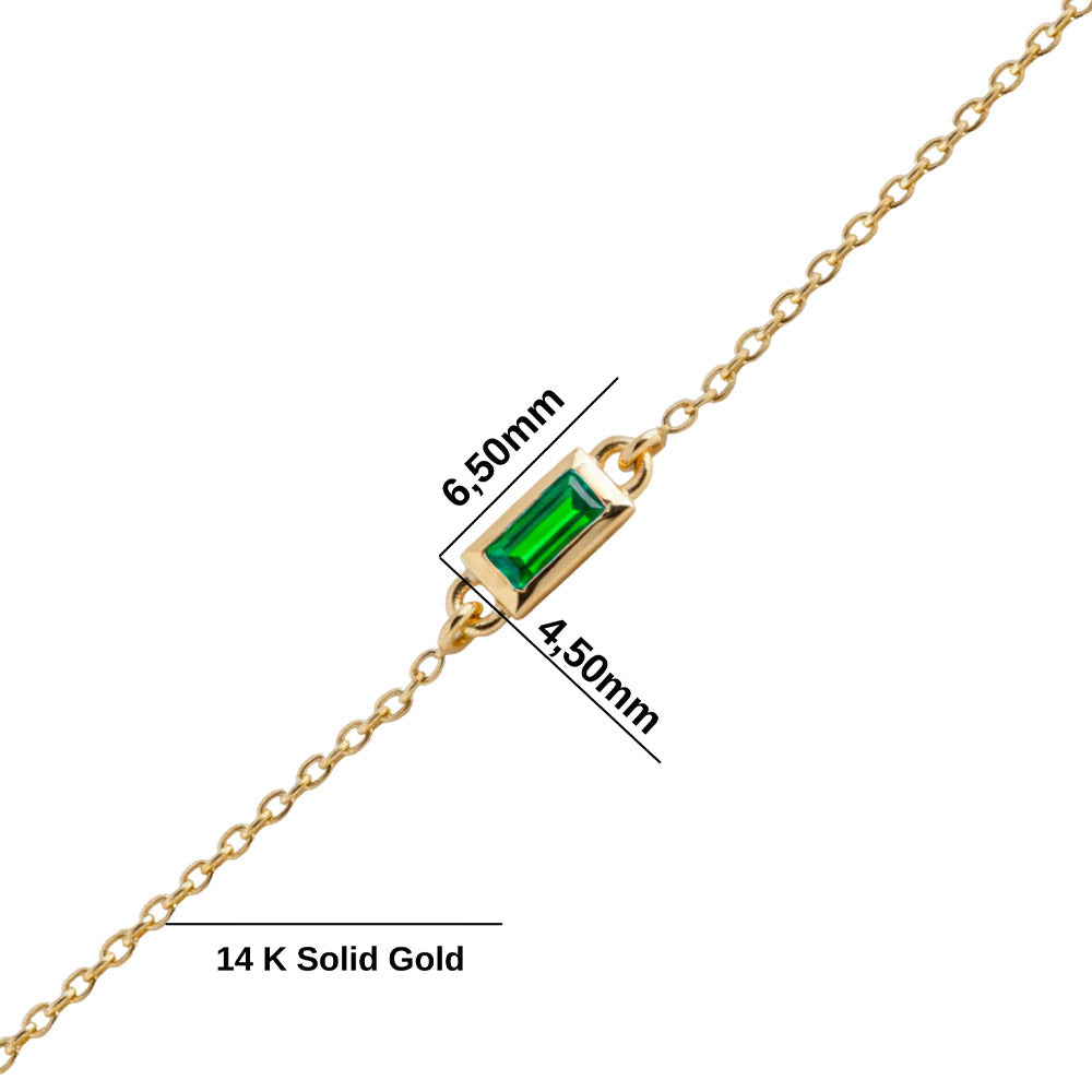 14K Gold Emerald Bracelet, Wedding Bracelet