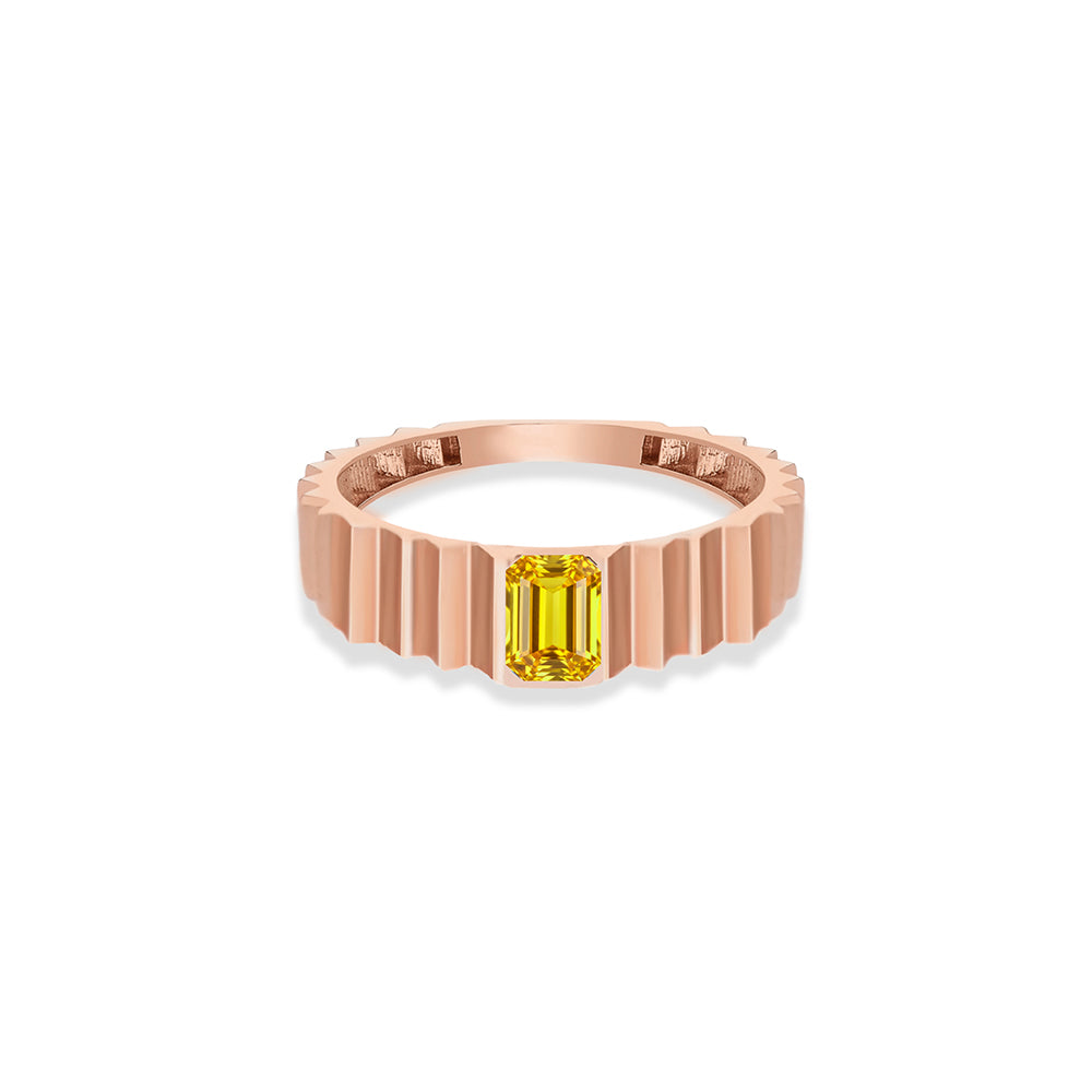 14K Gold Citrine Step Edge Ring