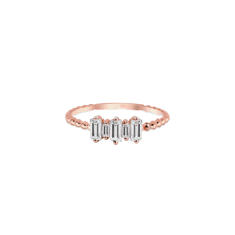 14K Gold Five Stone White Sapphire Ring