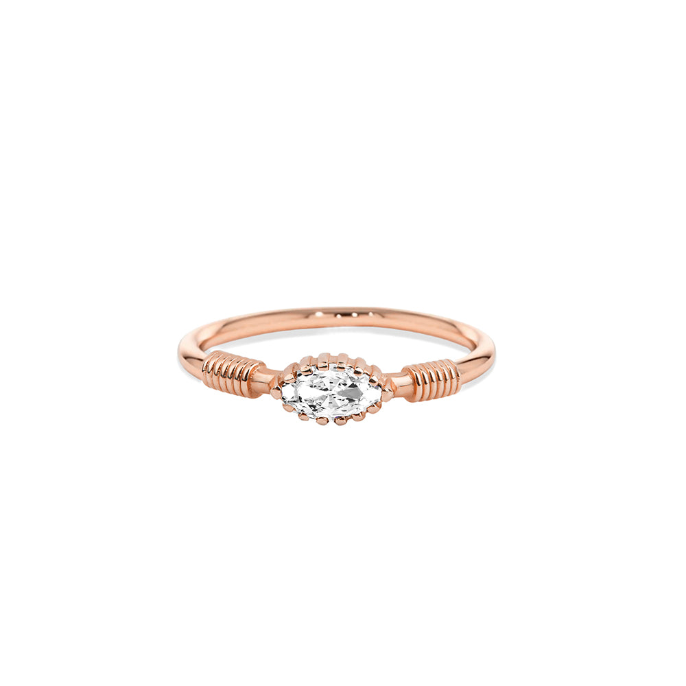 14K Gold White Sapphire Ring / Anniversary Gift