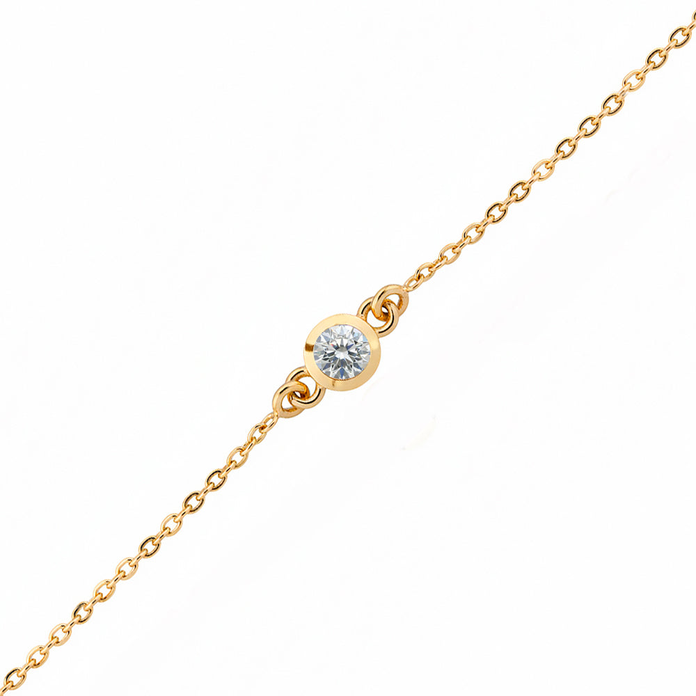 14K Gold Round White Sapphire Bracelet, Wedding Bracelet