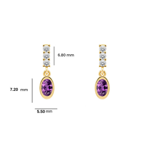 Oval Amethyst Earrings