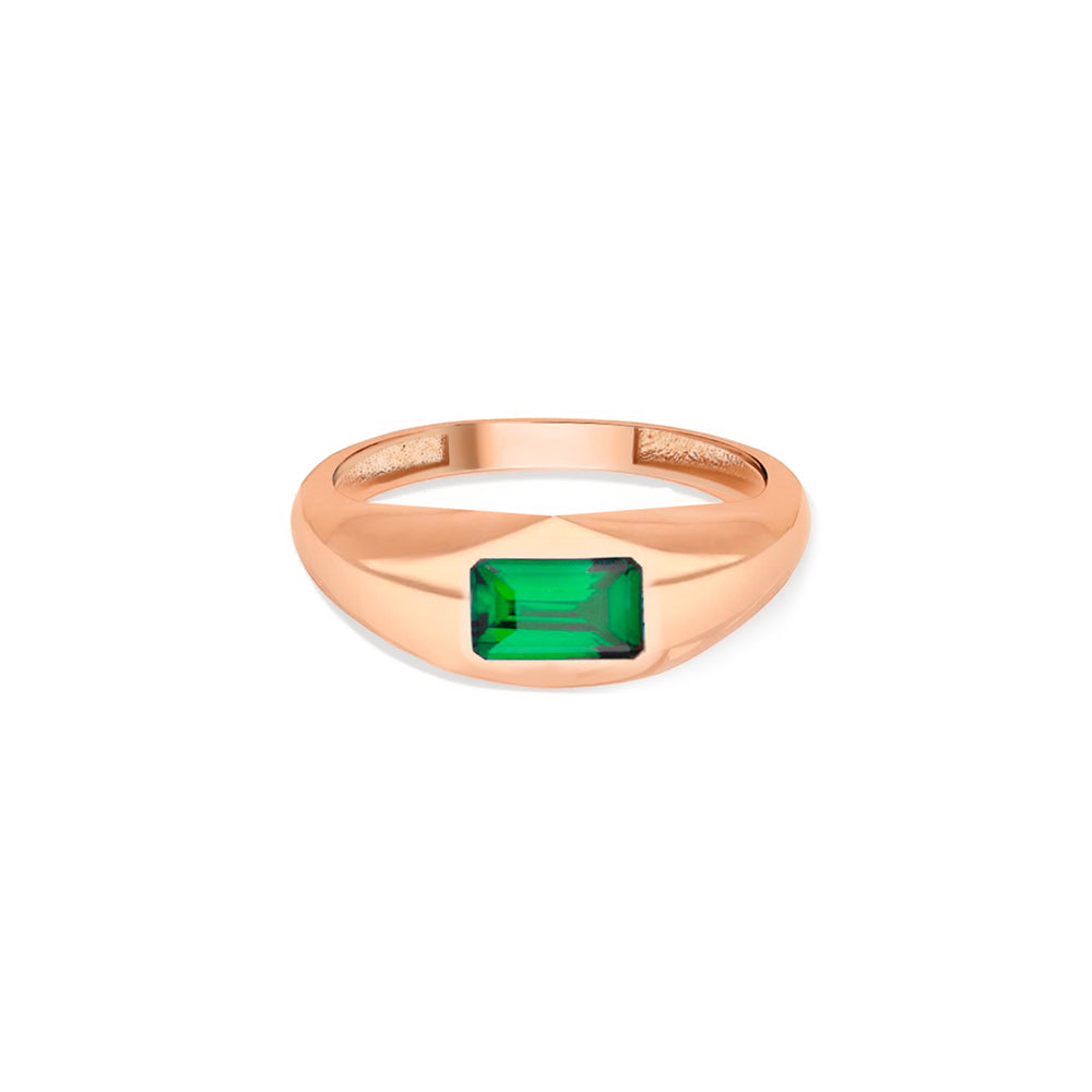 14K Gold Emerald Signet Ring / Anniversary Gift