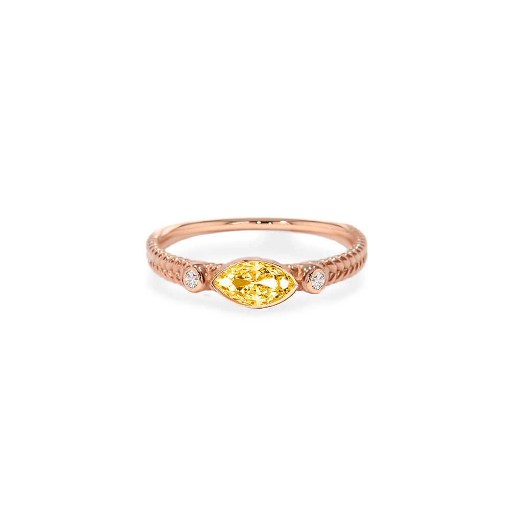 14K Gold Marquise Citrine Ring