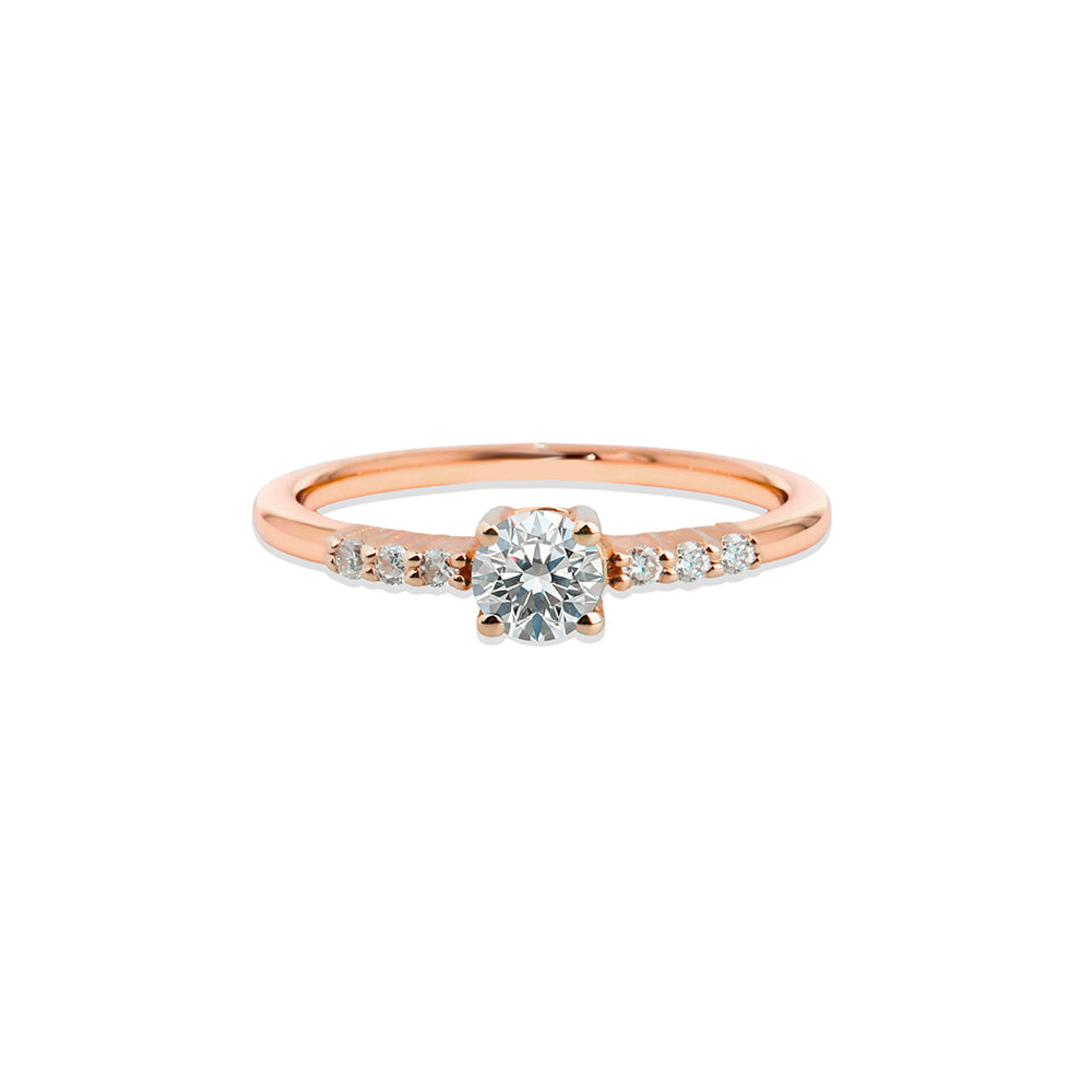 14K Gold White Sapphire Engagement Ring