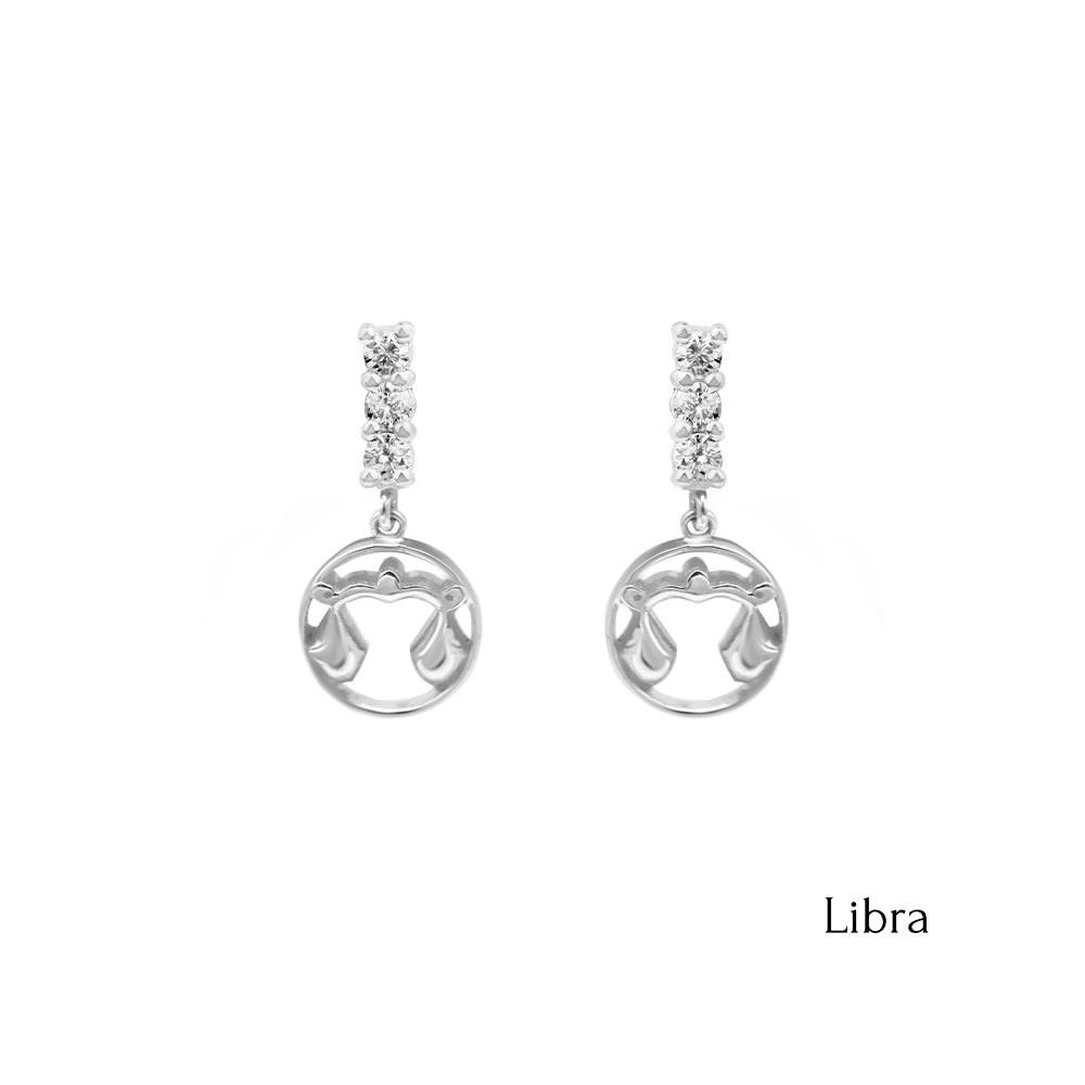 14K Gold Diamond Libra Earrings