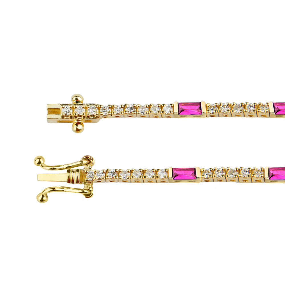 Natural Pink Sapphire Diamond Tennis Bracelet