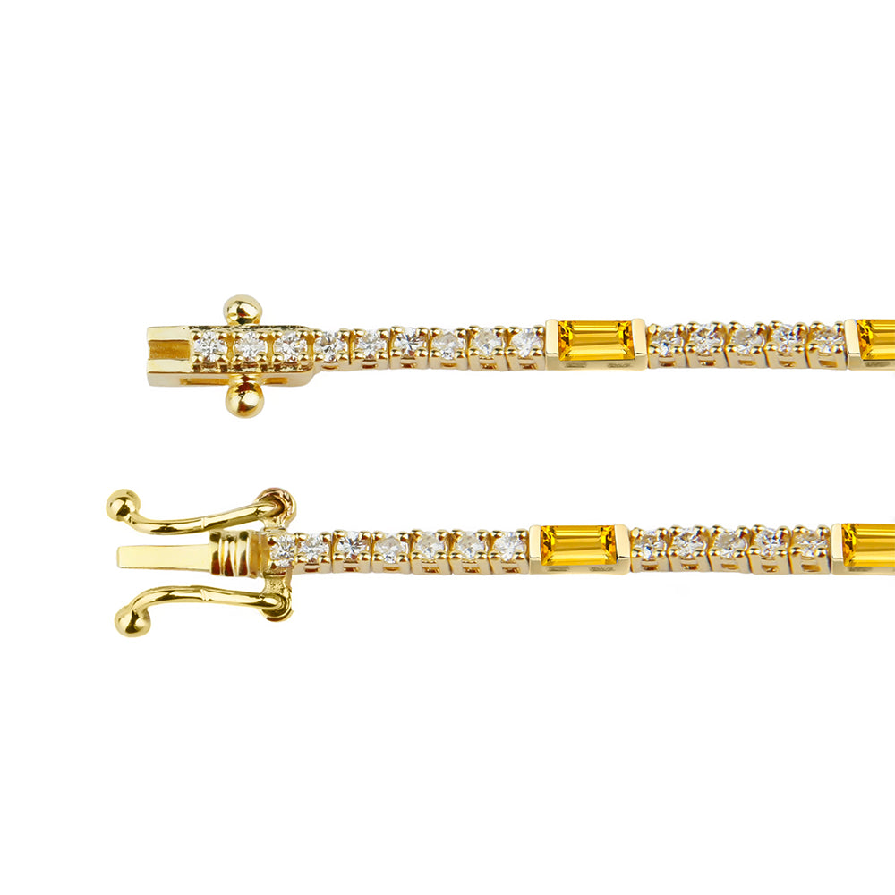 Natural Citrine Diamond Tennis Bracelet / Birthday Gift