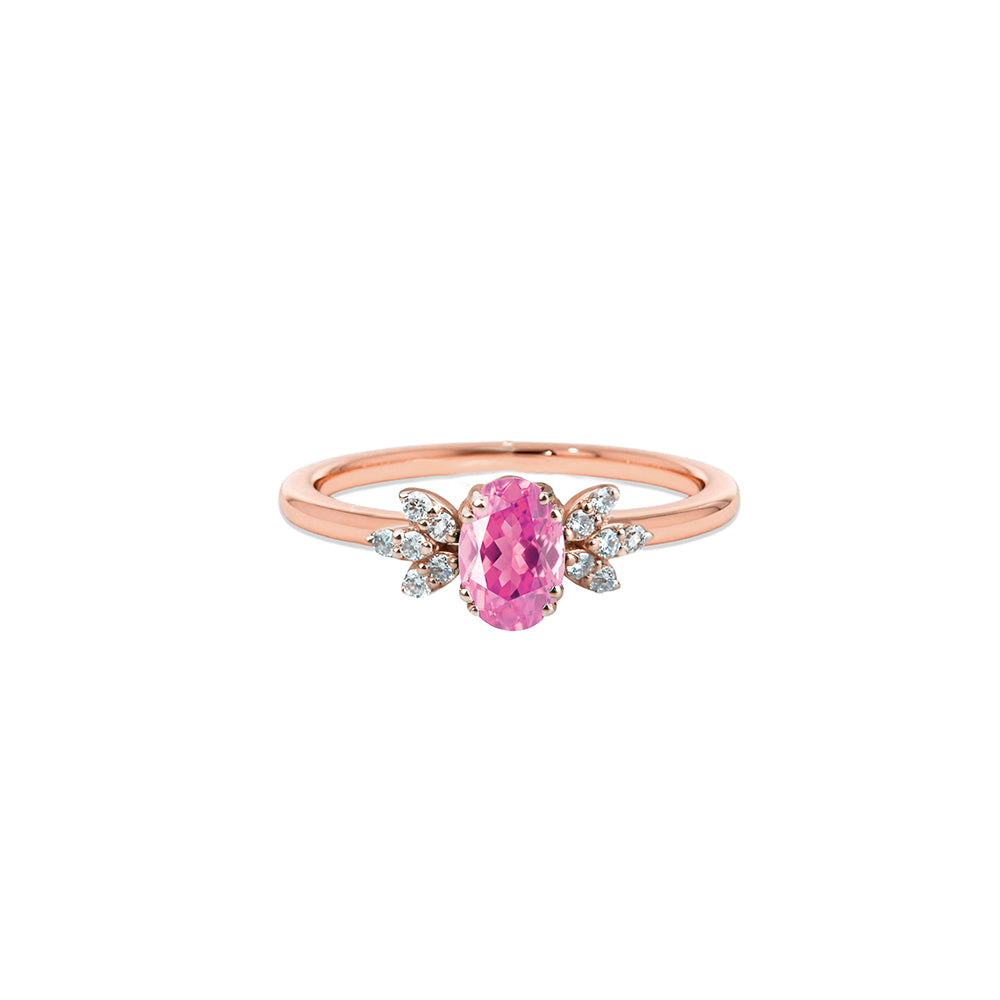 14K Gold Diamond Pink Sapphire Ring