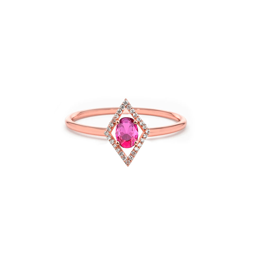 14K Gold Oval Pink Sapphire Ring / Anniversary Gift