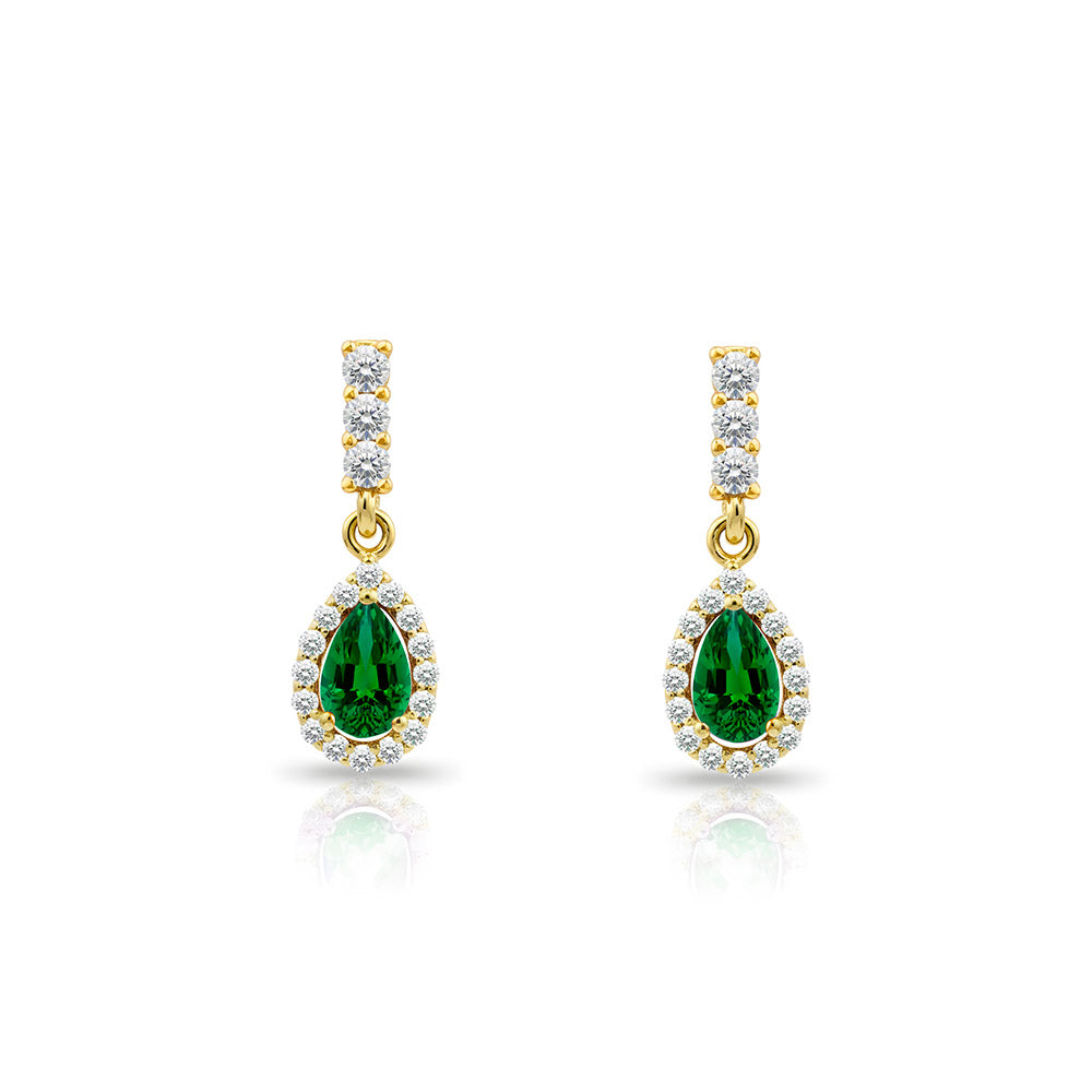 14K Gold Emerald Earrings