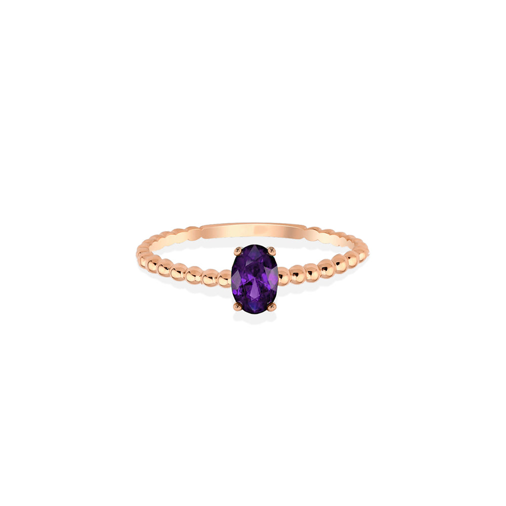 14K Gold Oval Amethyst Ring / Birthday Gift