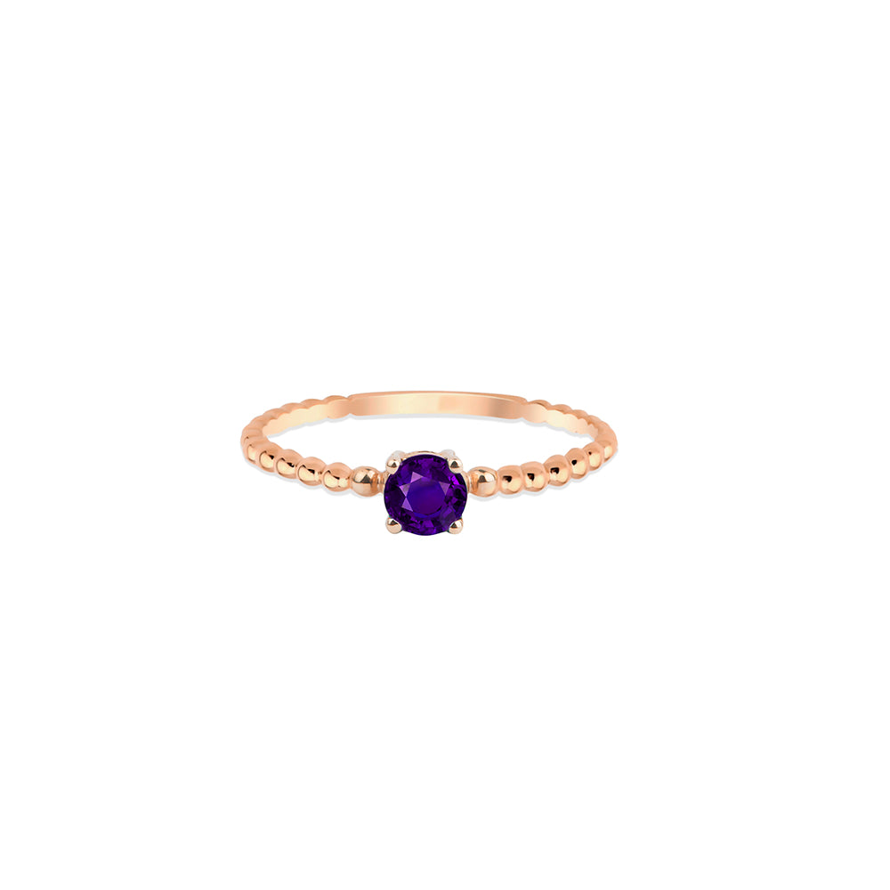 Round Amethyst Ring / Wedding Ring