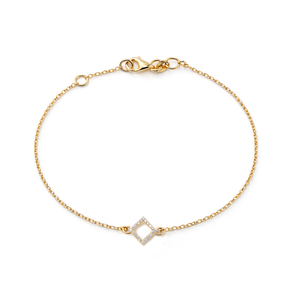 14K Gold Diamond Square Bracelet / Anniversary Gift