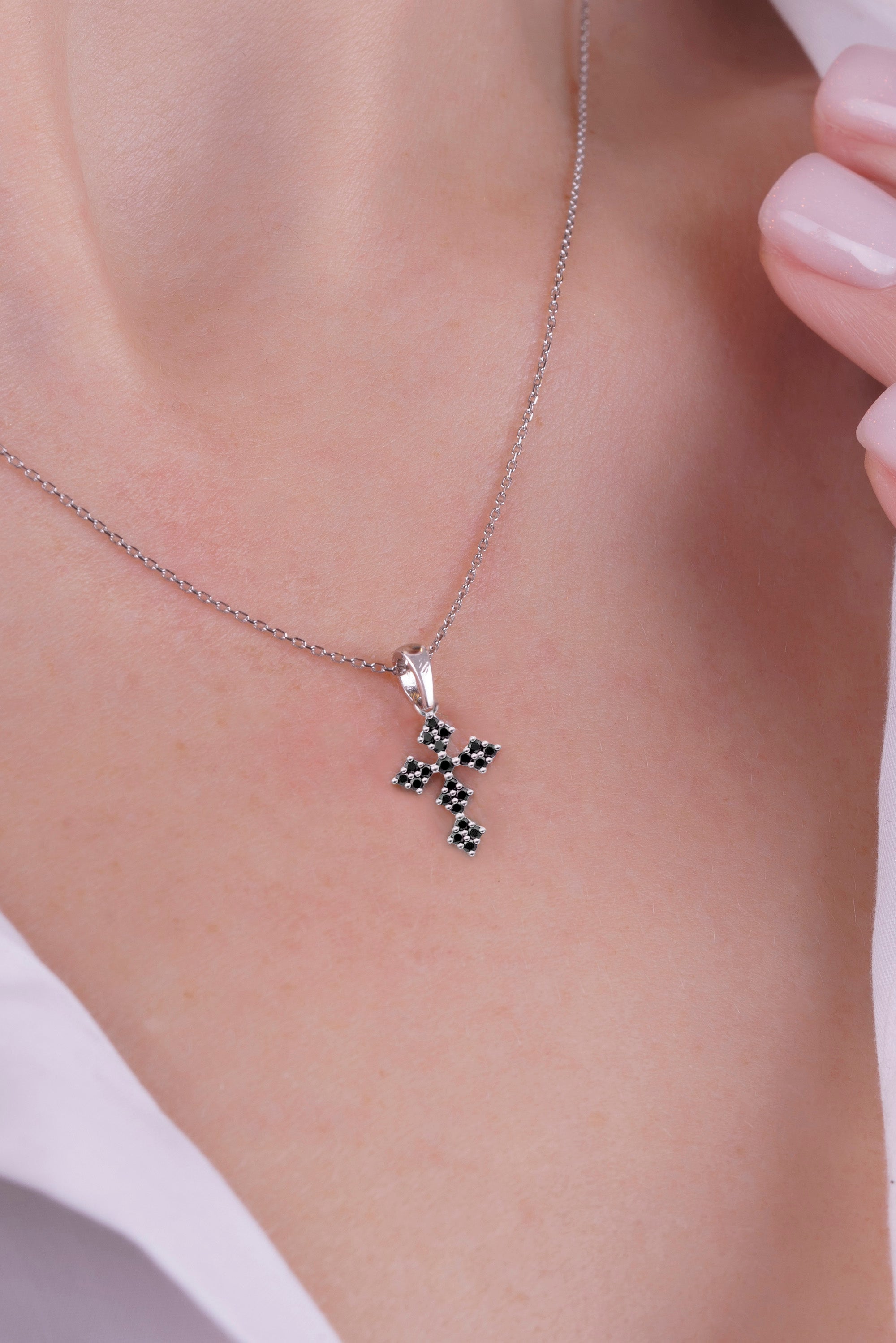 Natural Black Diamond Christian Pendant / Anniversary Gift