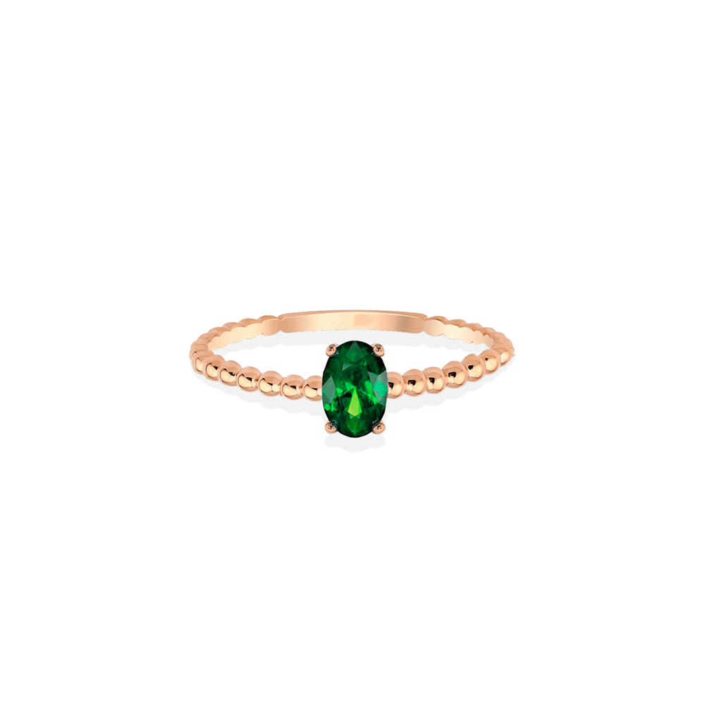 14K Gold Oval Emerald Ring / Romantic Gift