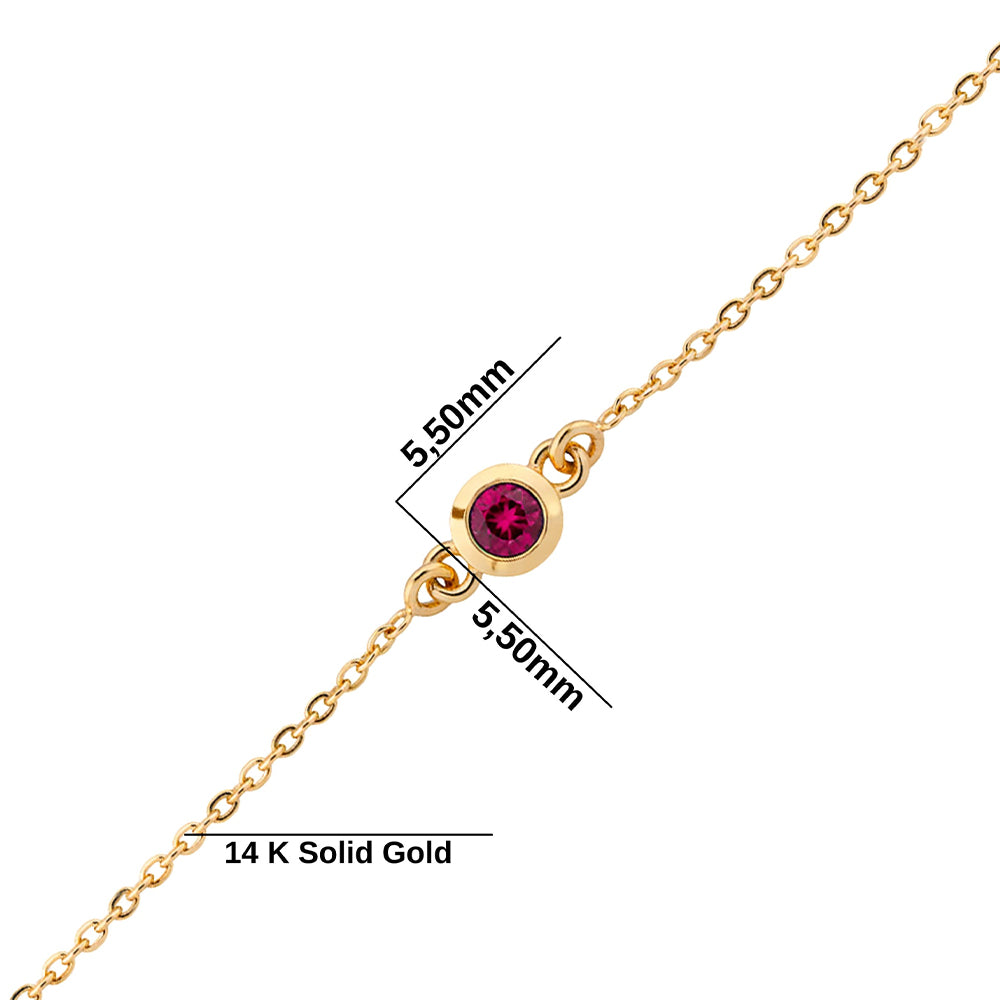 14K Gold Round Ruby Bracelet