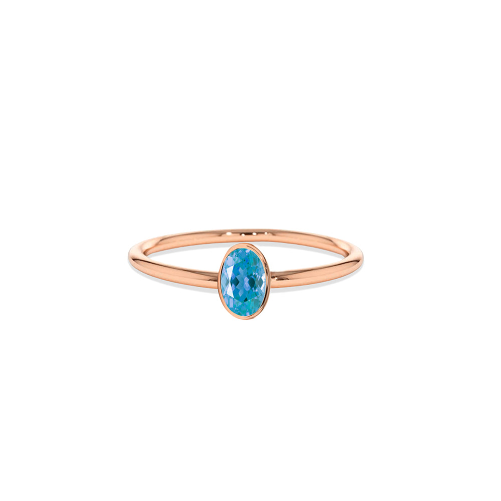 14K Gold Aquamarine Bezel Ring