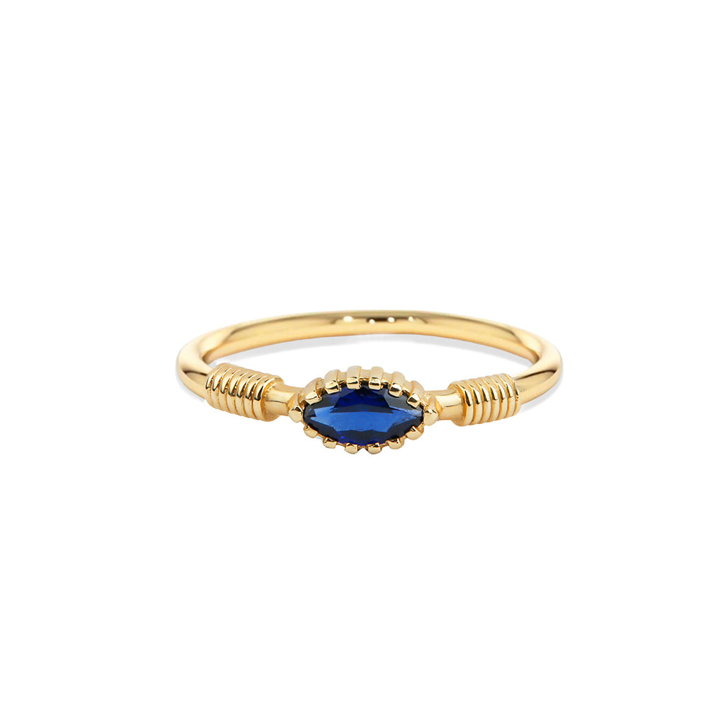 14K Gold Solitaire Sapphire Ring