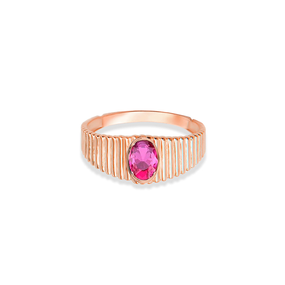 14K Gold Oval Cut Pink Sapphire Ring