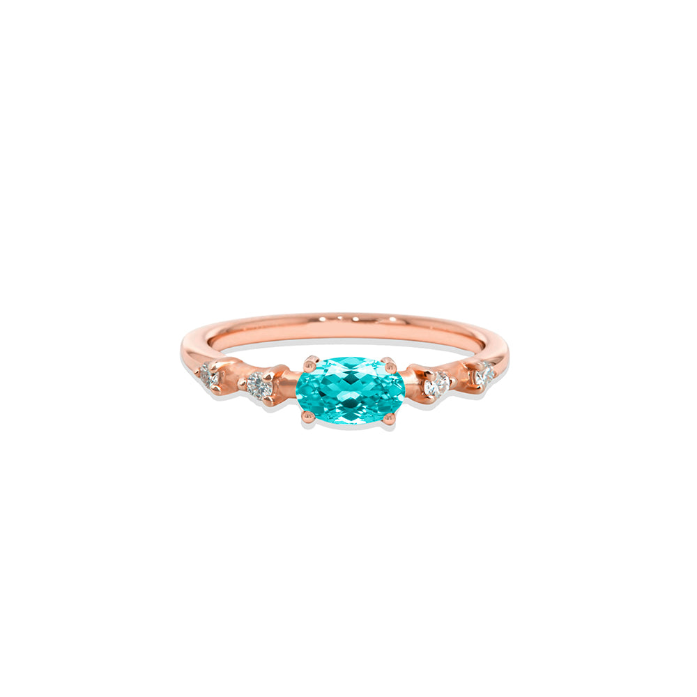 East West Aquamarine Ring / Romantic Gift