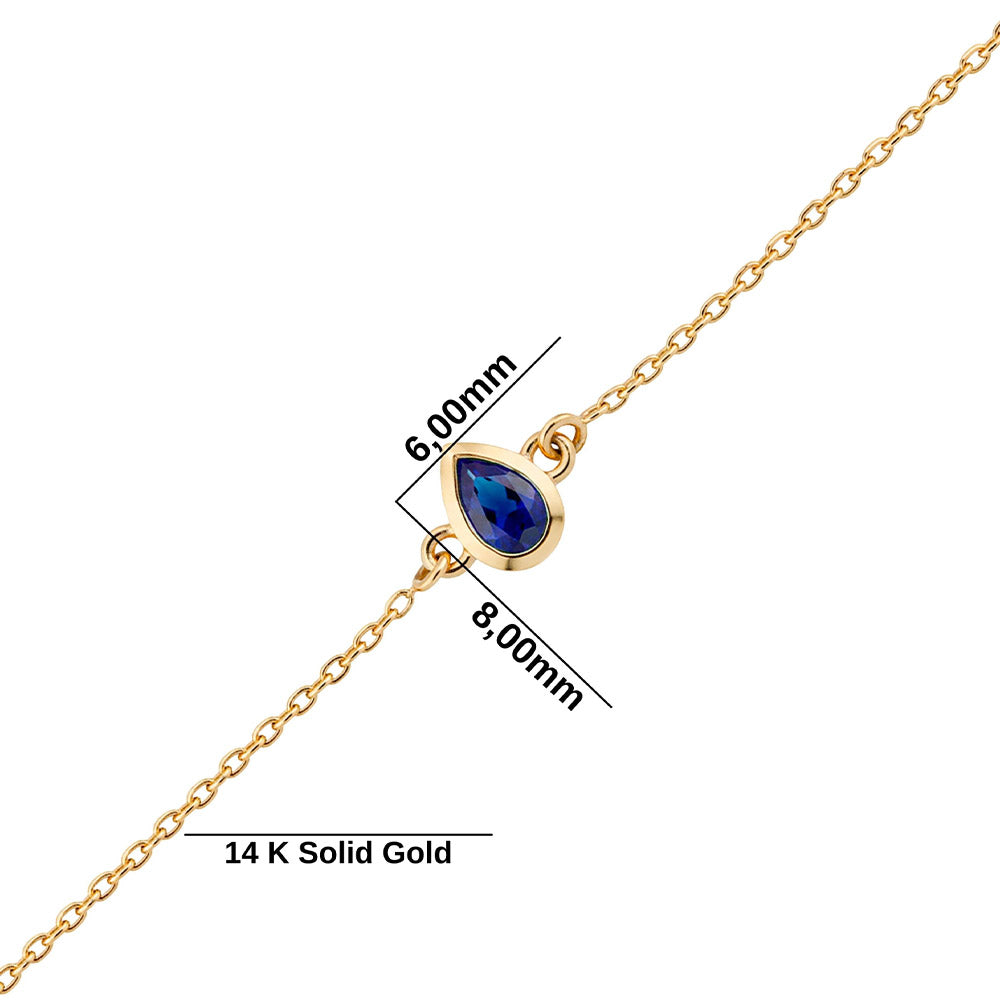 14K Gold Pear Sapphire Bracelet