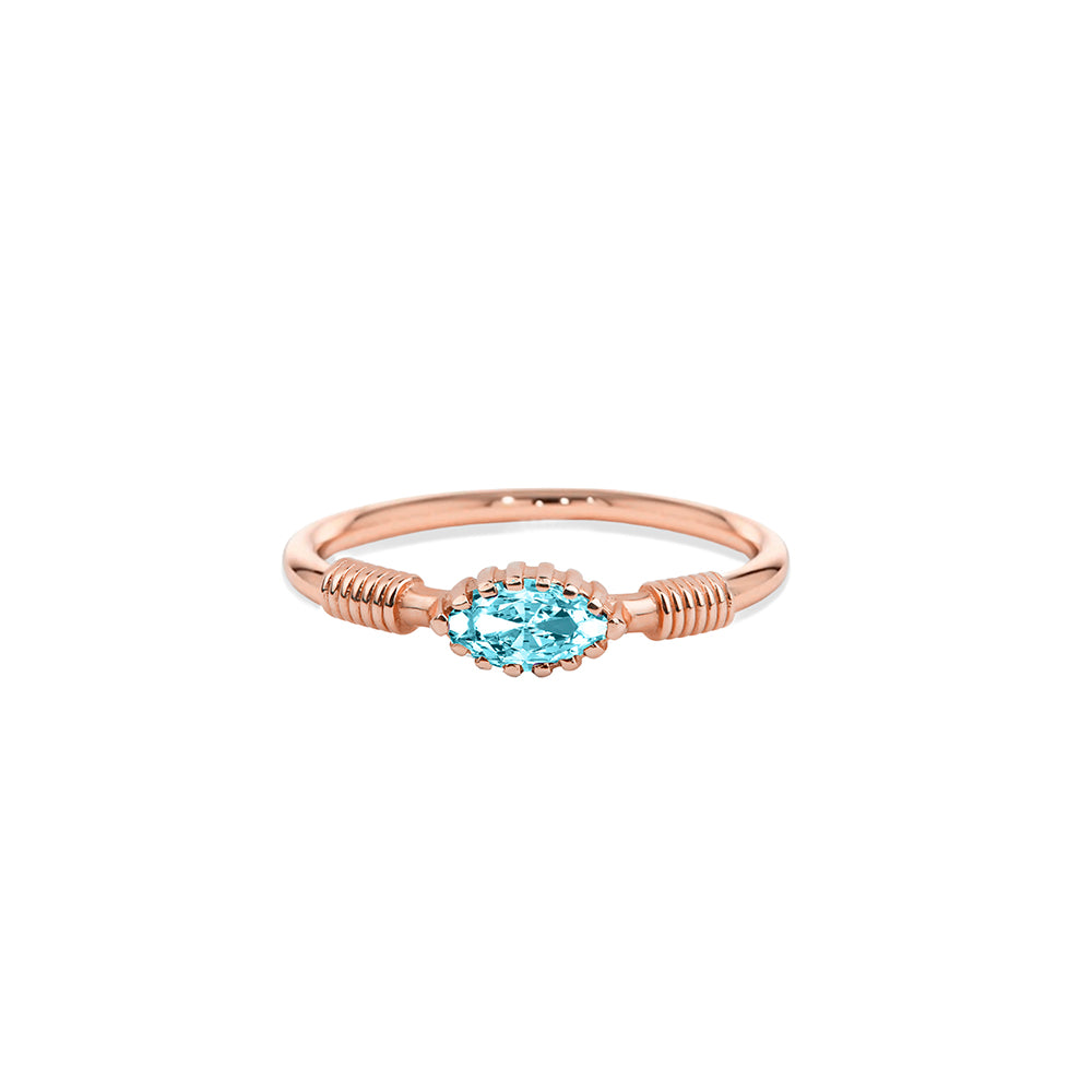 14K Gold Aquamarine Marquise Ring / March Birthstone Jewelry