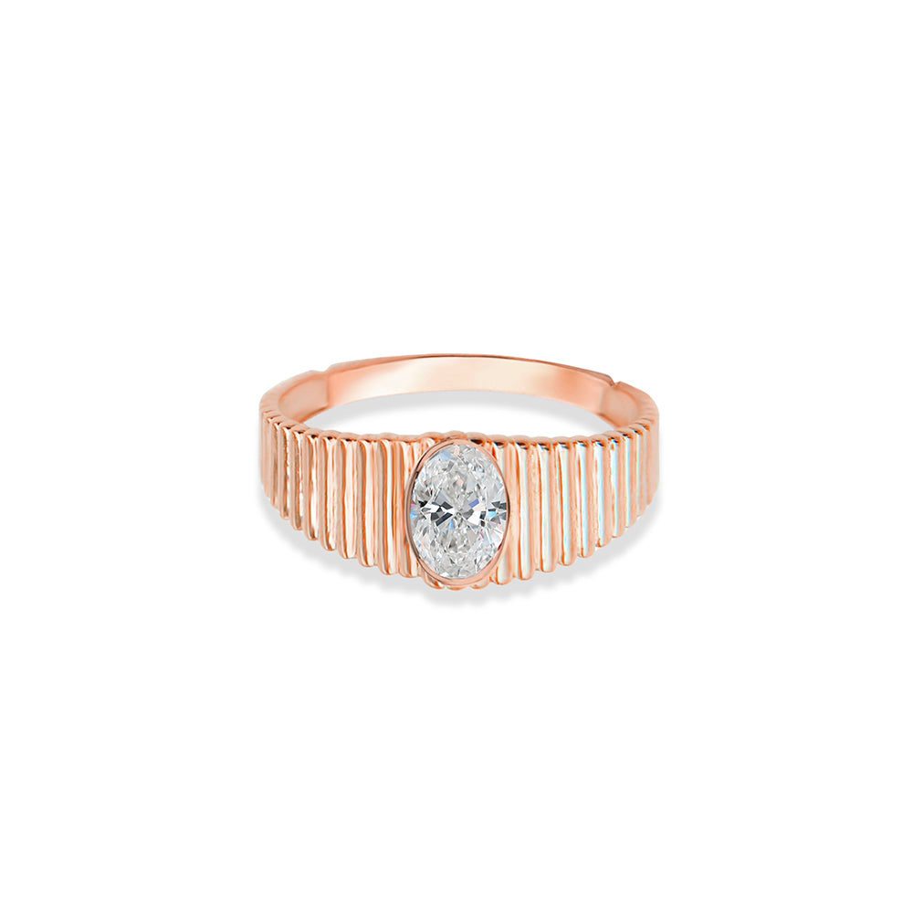 14K Gold Oval Cut White Sapphire Ring