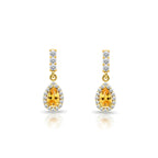 14K Gold Citrine Drop Earrings
