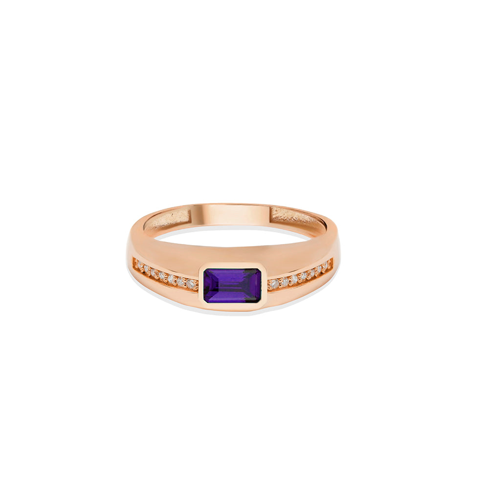 14K Gold Amethyst Signet Ring