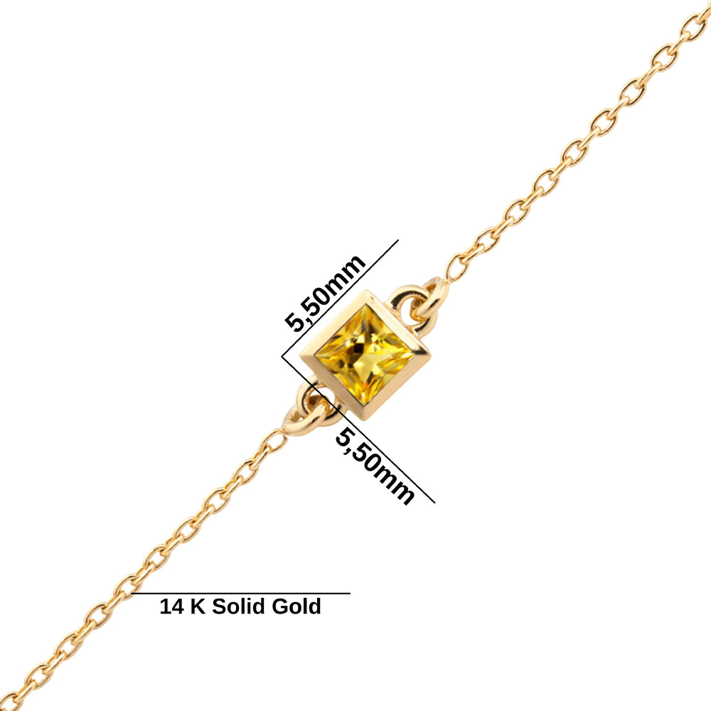 Princess Cut Natural Citrine Bracelet