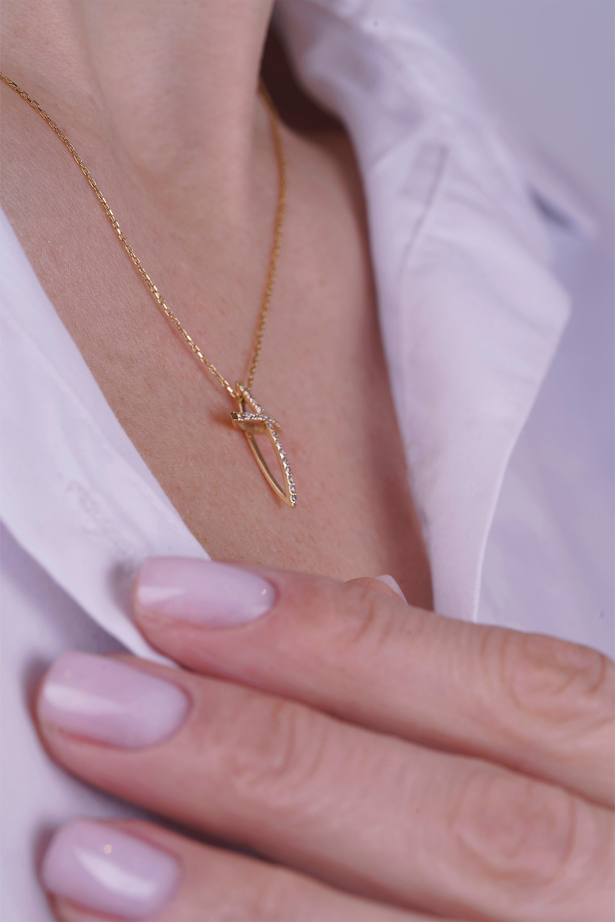 14K Gold Diamond Christian Necklace / Anniversary Gift for Women