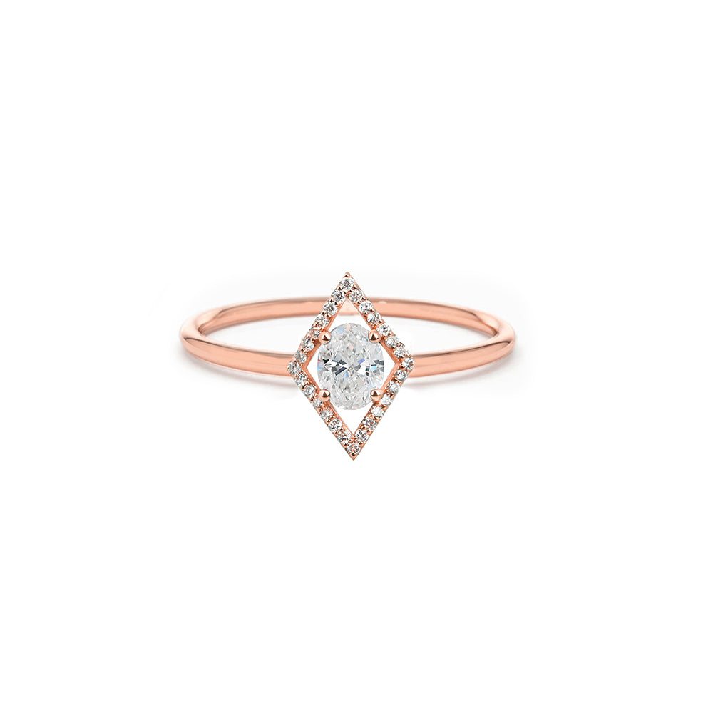 14K Gold Oval White Sapphire Ring / Valentine's Day Gift