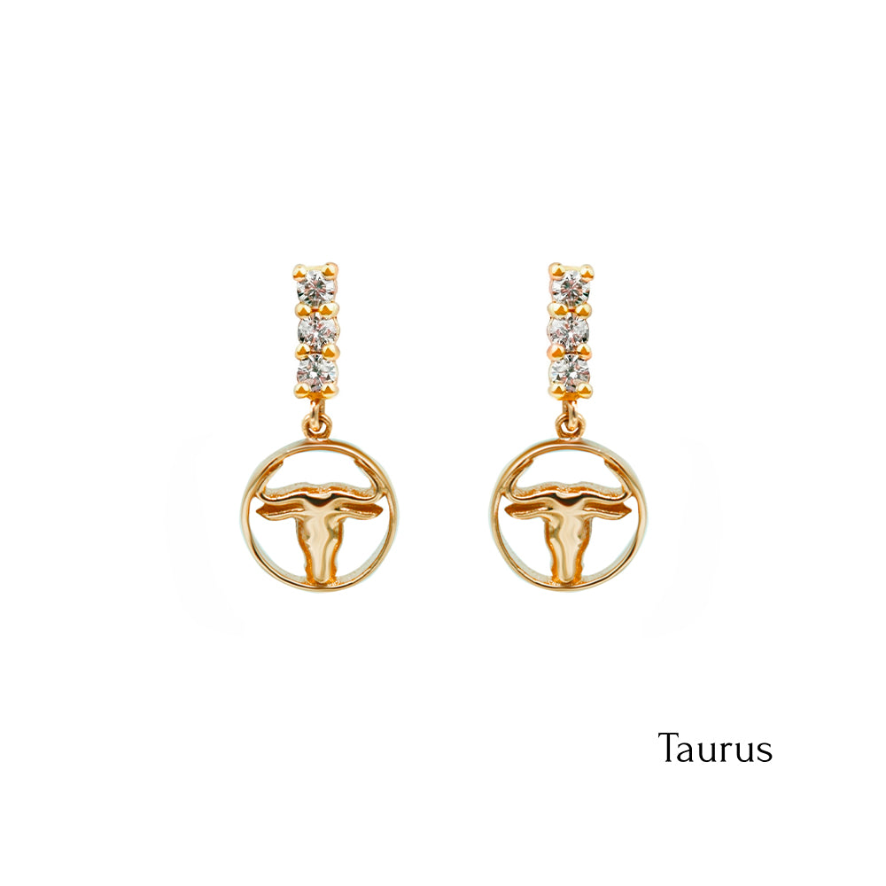 14K Gold Diamond Taurus Earrings