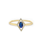 14K Gold Diamond Oval Sapphire Solitaire Ring