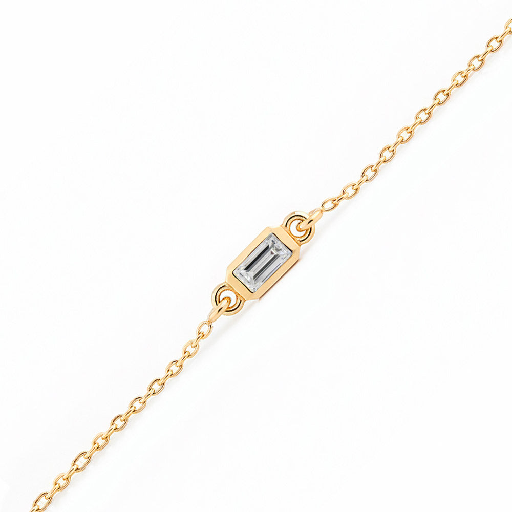 Baguette White Sapphire Chain Bracelet